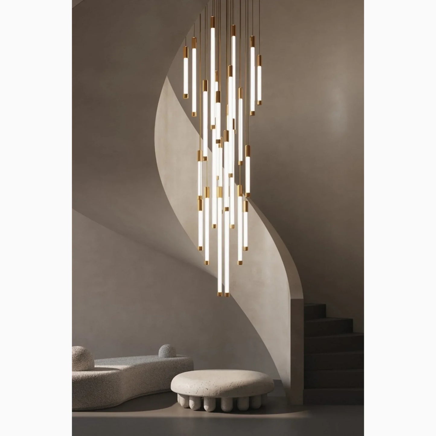 LuxeStairs - LED Gold Chandelier