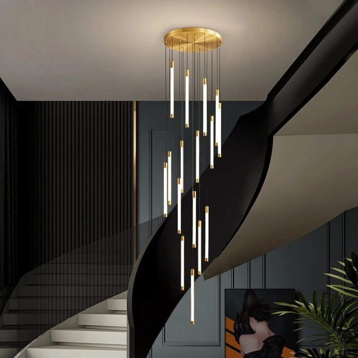 LuxeStairs - LED Gold Chandelier