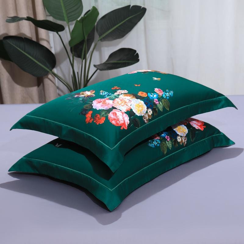 EmeraldLuxe - Groen Egyptisch Katoenen Dekbedovertrek Set