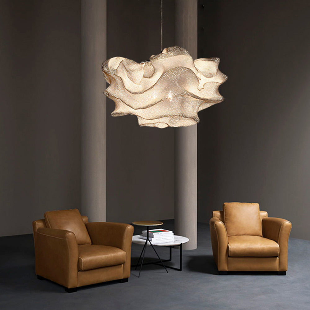 FloralAura | Elegant Flower LED Pendant Light in White Metal