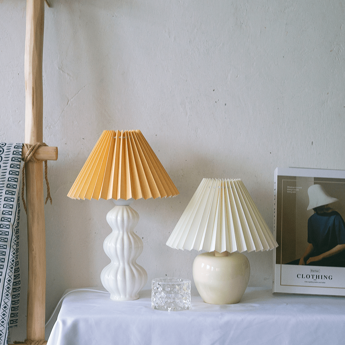 LunaLuxe - Table Lamp with Pleated Style and Pleasant Atmosphere