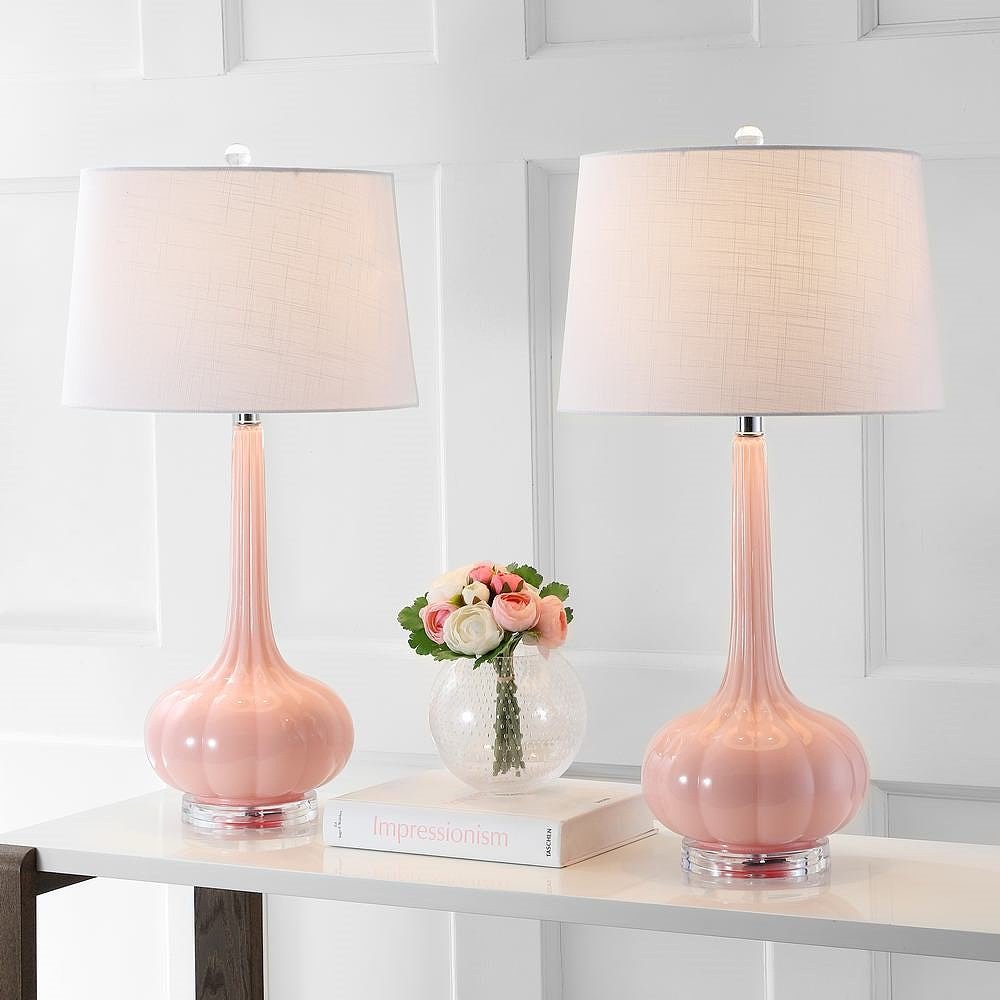 SereneGlow – Ceramic Table Lamp with White Fabric Shade