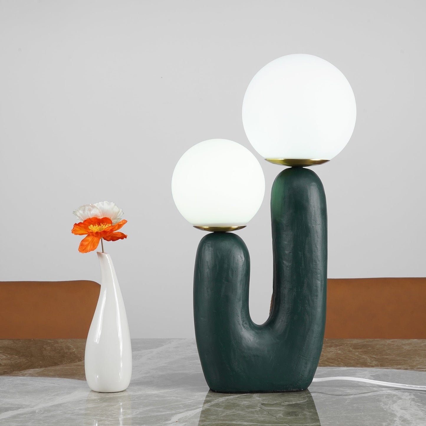 EcoLuxe - Moderne glas- og harpiksbordlampe