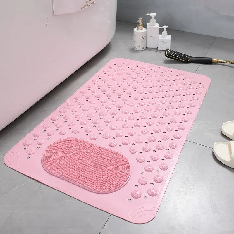 Skridsikker brusemåtte med integreret fodskrubber