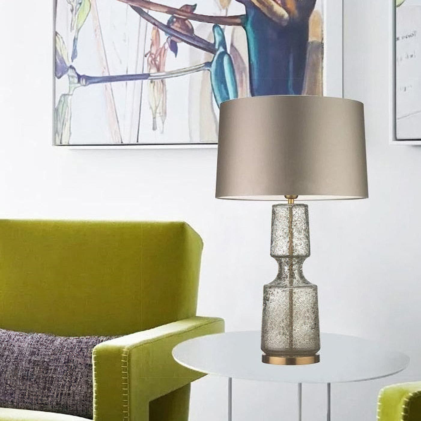 SleekAura - Elegant Table Lamp with Glass and Metal Design