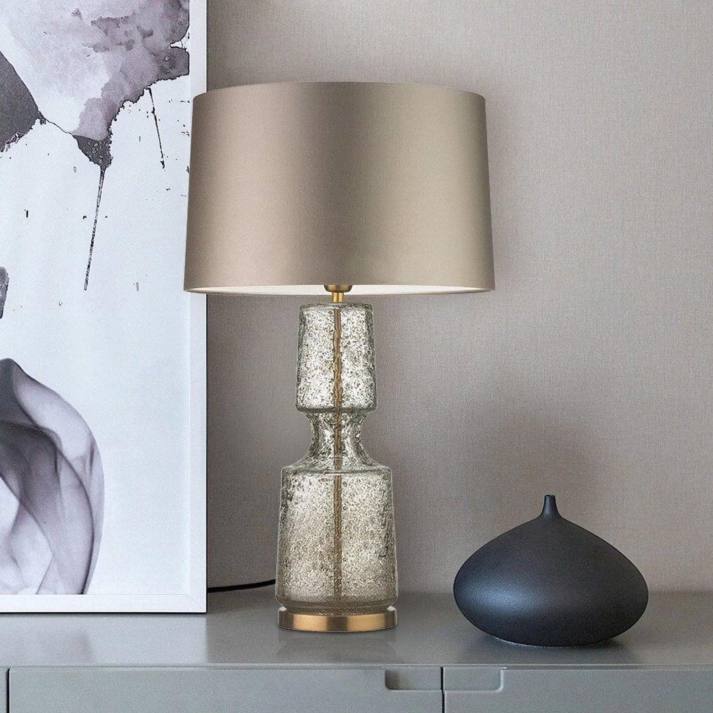 SleekAura - Elegant Table Lamp with Glass and Metal Design