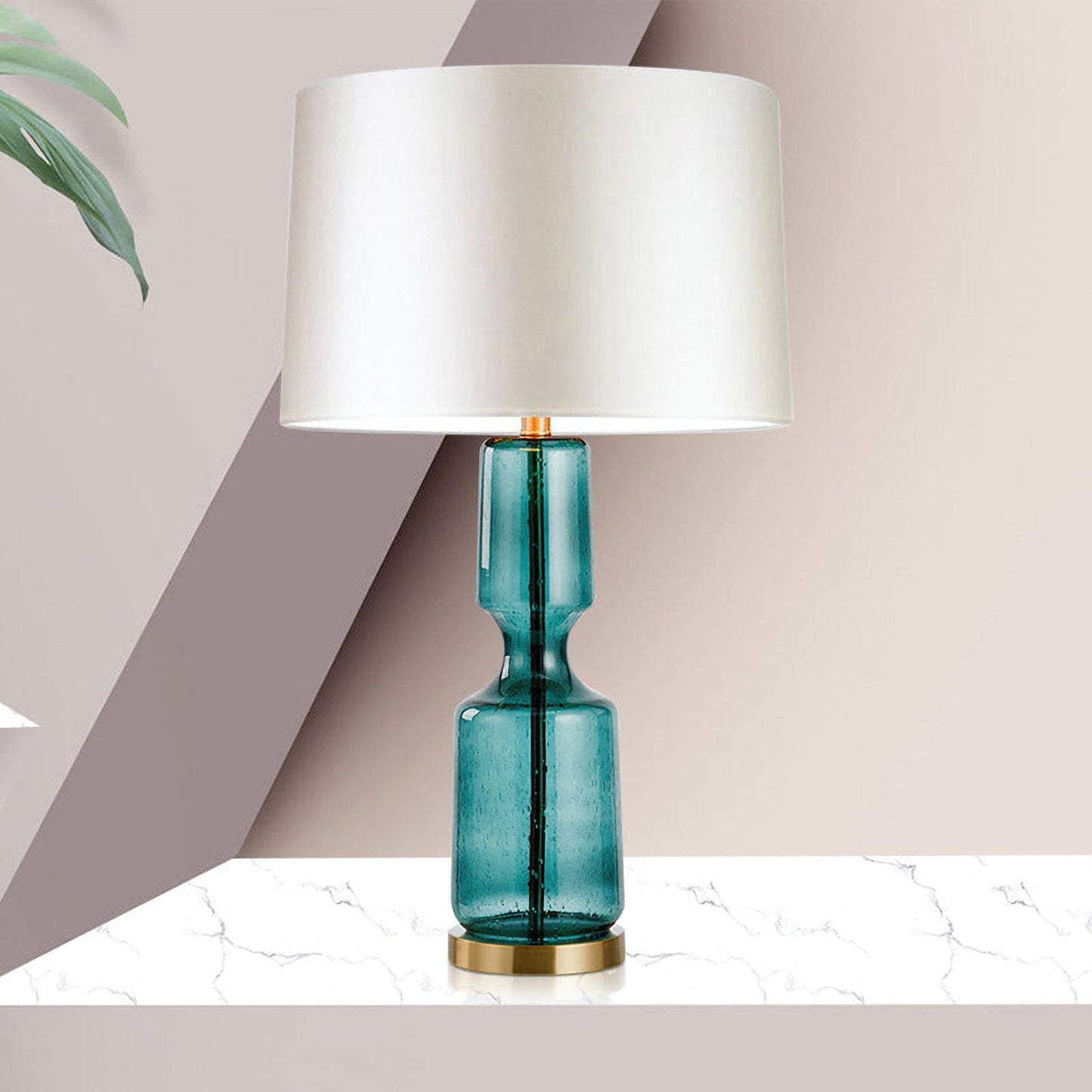 SleekAura - Elegant Table Lamp with Glass and Metal Design