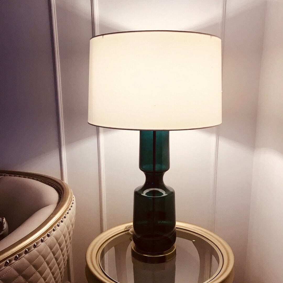 SleekAura - Elegant Table Lamp with Glass and Metal Design