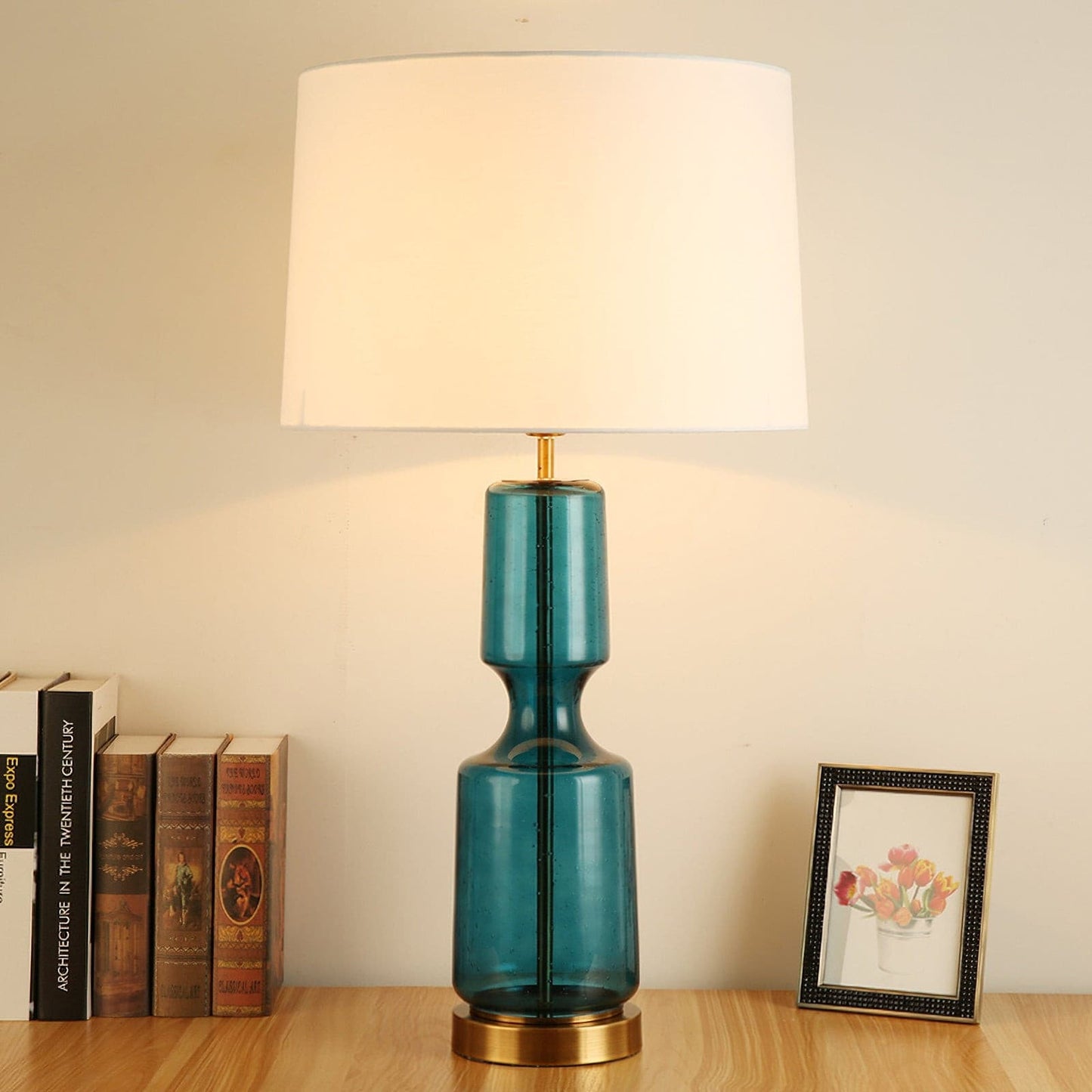 SleekAura - Elegant Table Lamp with Glass and Metal Design