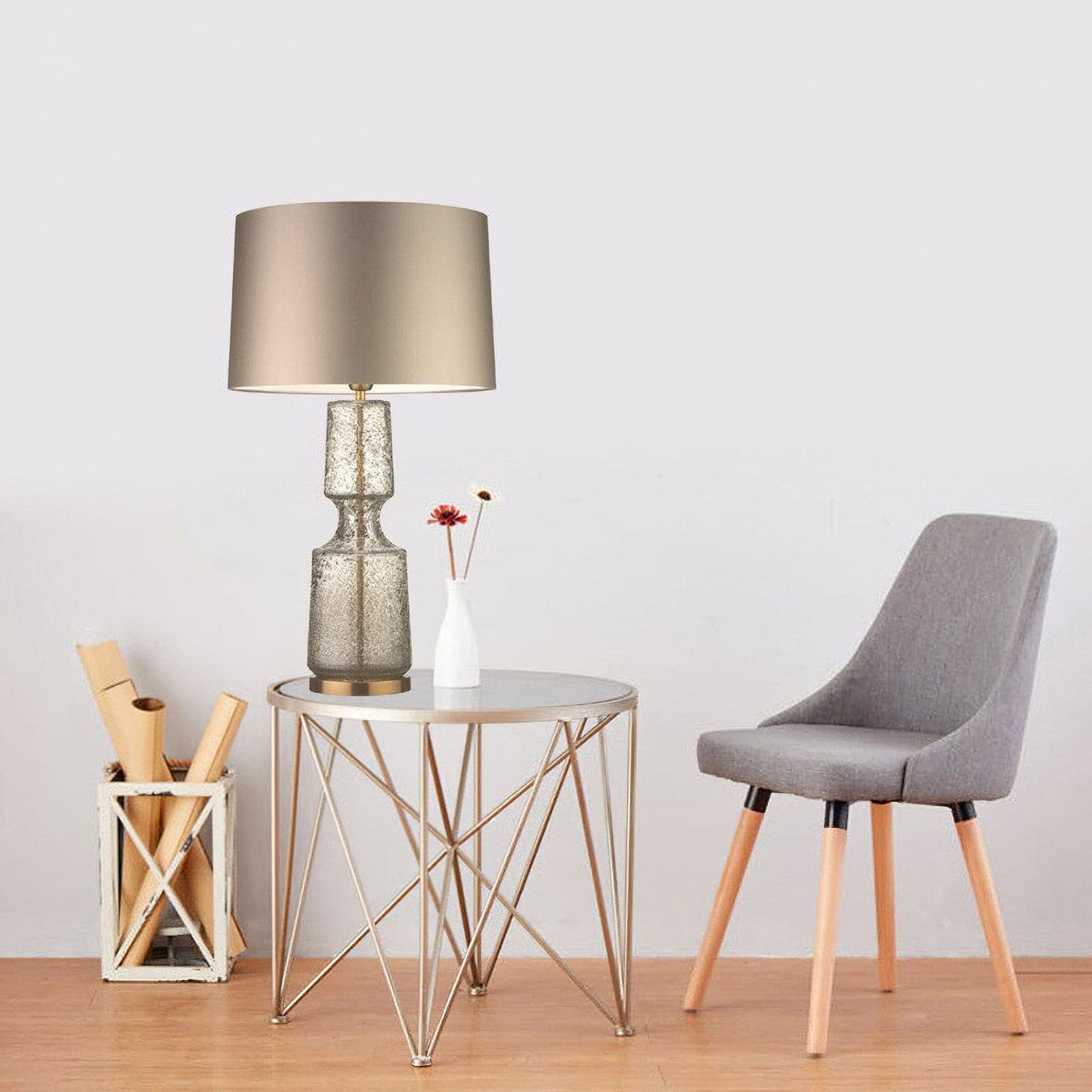SleekAura - Elegant Table Lamp with Glass and Metal Design