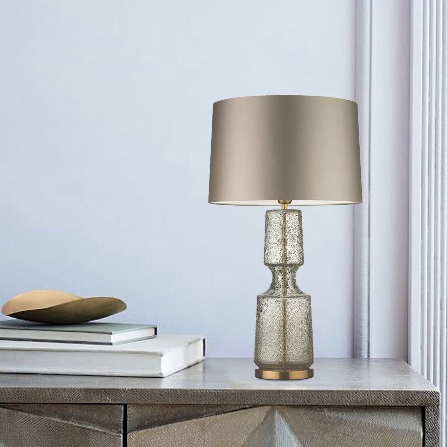 SleekAura - Elegant Table Lamp with Glass and Metal Design