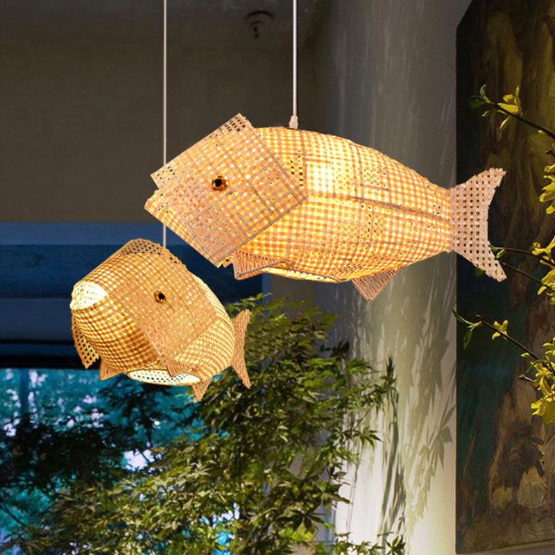 FishBamboo | Wooden Pendant Light in Asian Style