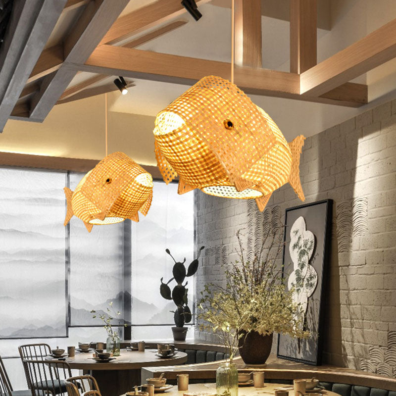 FishBamboo | Wooden Pendant Light in Asian Style