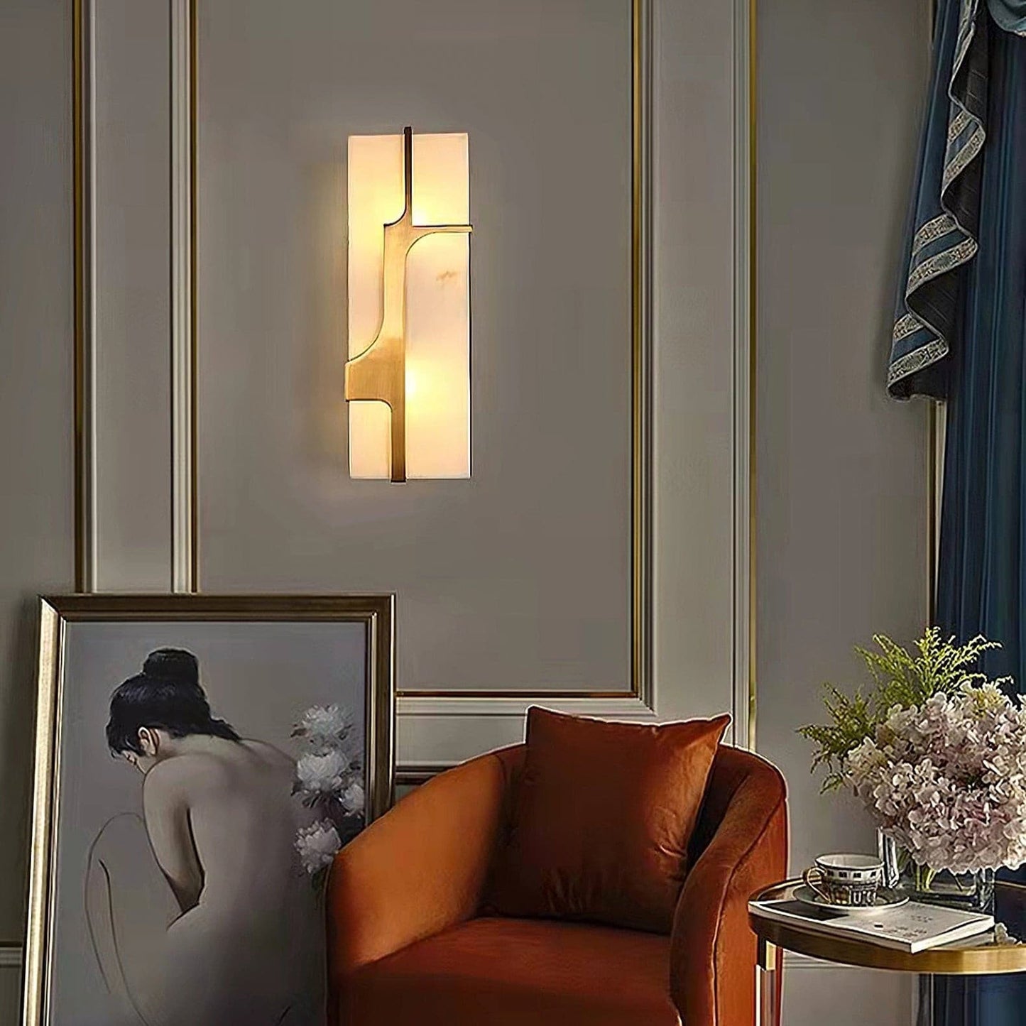 OpalGlow - Marmor Art Deco Wandleuchte