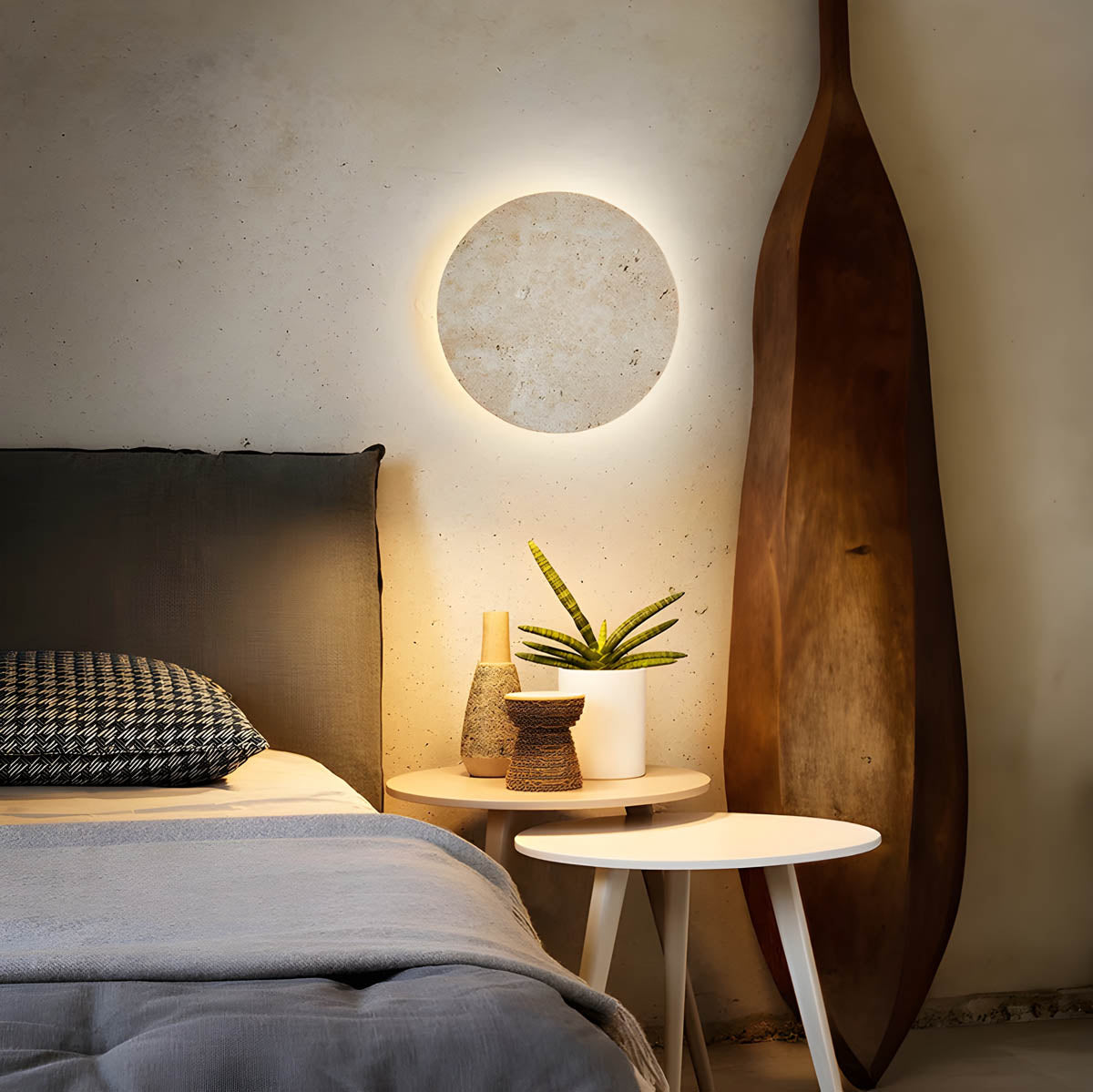 StoneGlo | Rund stenmur lampe