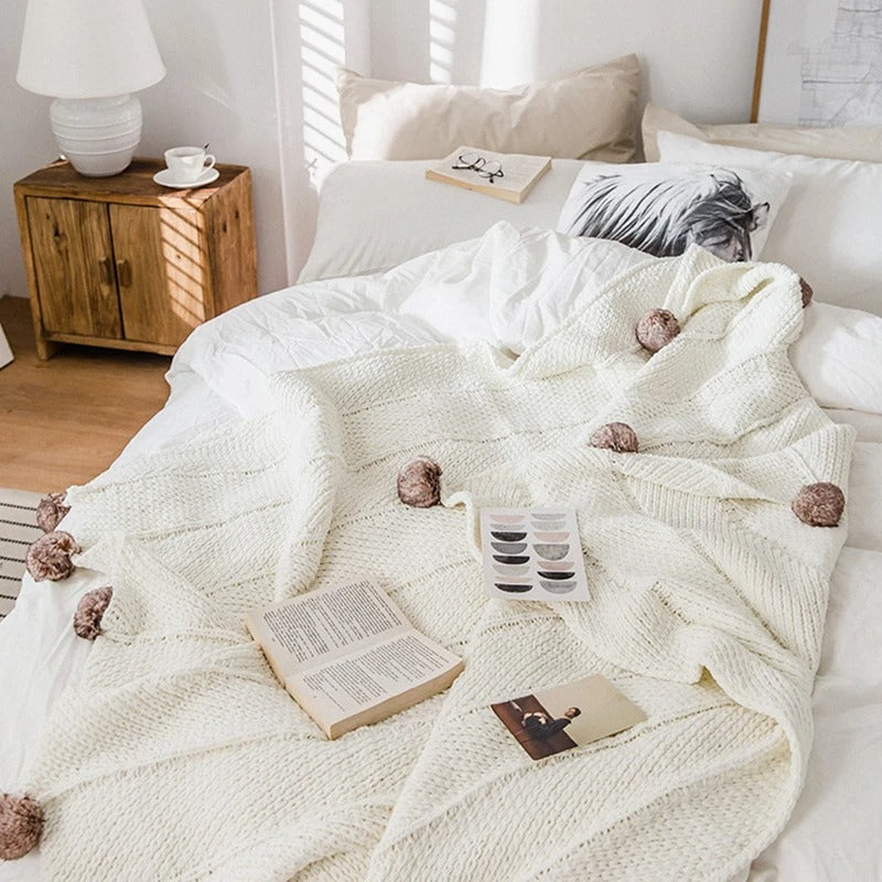PomKnit - Søt Pom Pom Chenille-teppe