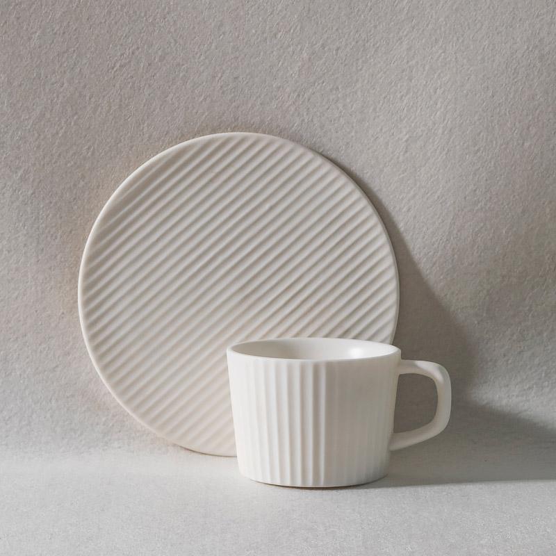 StoneBrew - White Grey Stoneware Coffee Mug Set