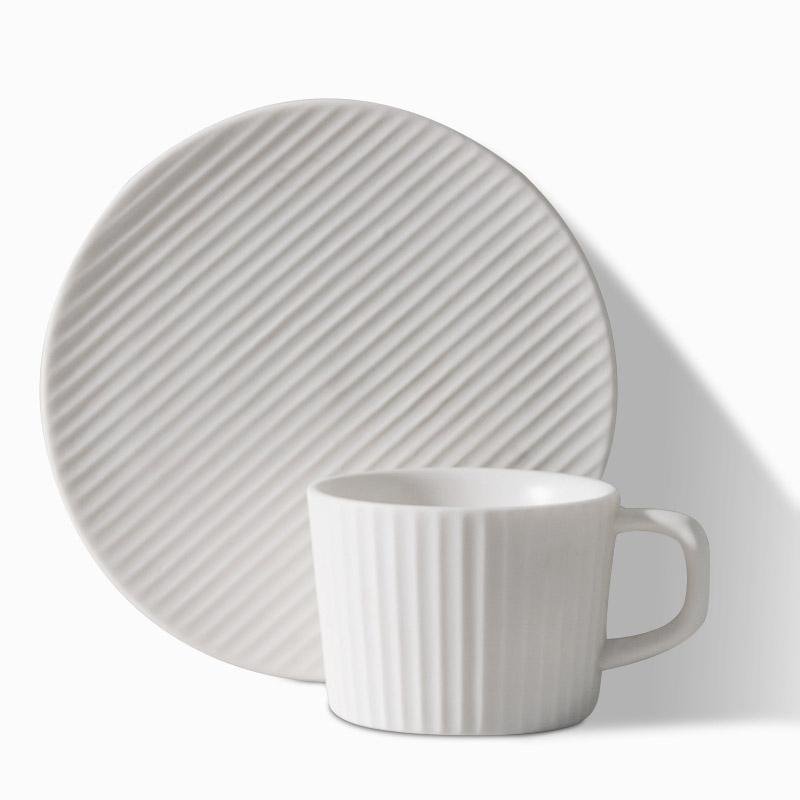 StoneBrew - White Grey Stoneware Coffee Mug Set
