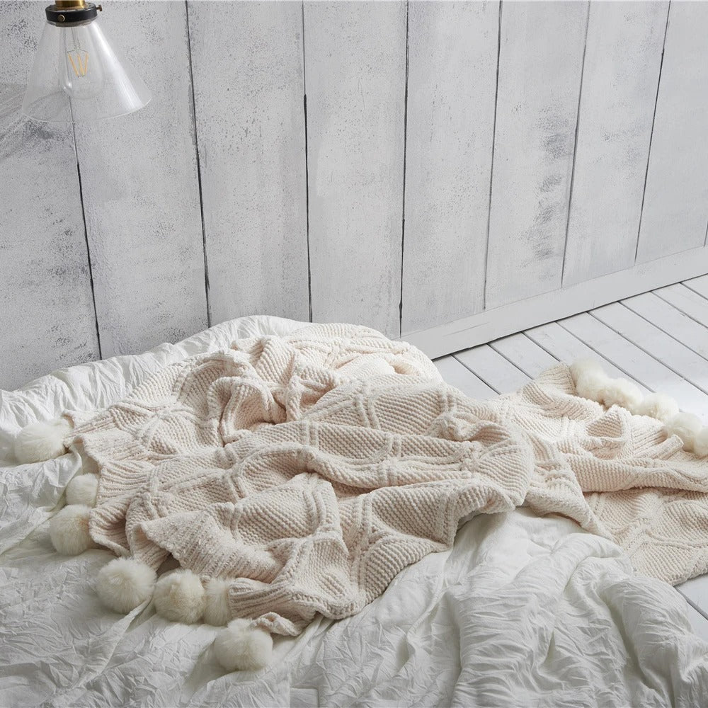 PomKnit - Søt Pom Pom Chenille-teppe