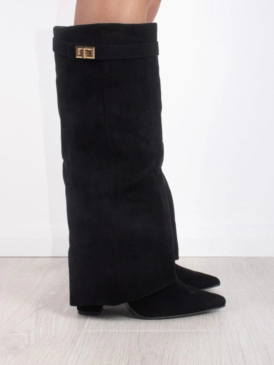 Bez - kniehohe Wildlederstiefel mit Absatz