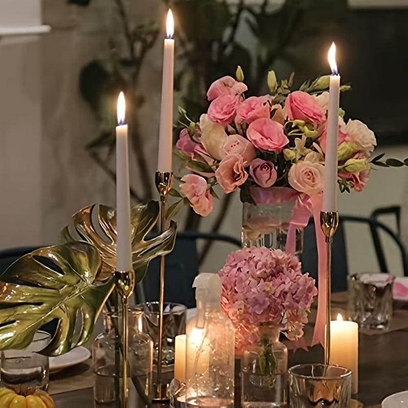 RegalFlame - Ensemble élégant de candélabres noir/or pour une fête et un dîner stylés