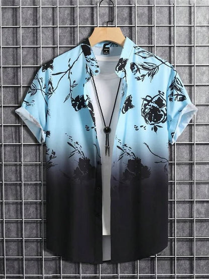 Amich - 3D Blomstret Print Hawaii Skjorte