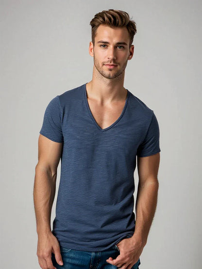 T-shirt à col en V pour hommes