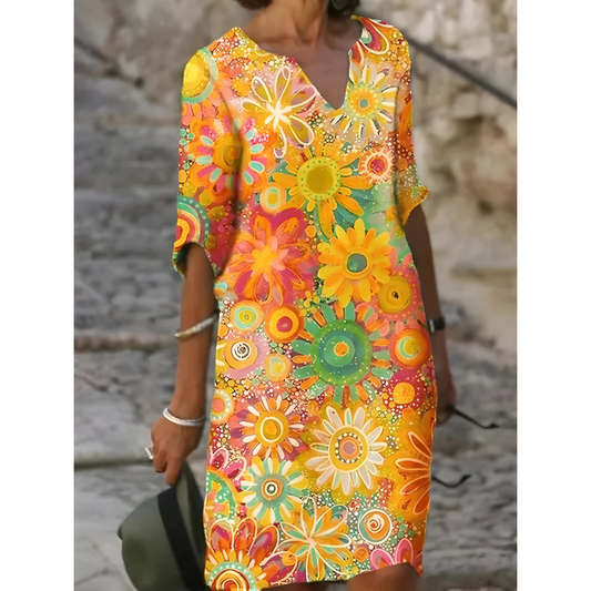 Robe à col en V avec imprimé floral - Jelissa