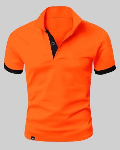 Orange polo-shirt med kontrasterende finish til mænd