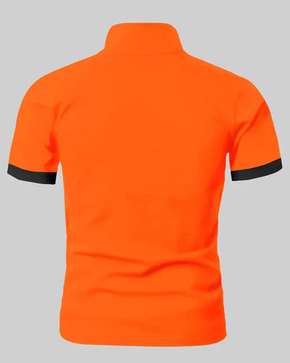 Orange polo-shirt med kontrasterende finish til mænd