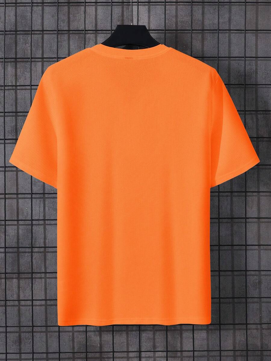 Orange herre T-shirt med hakket hals