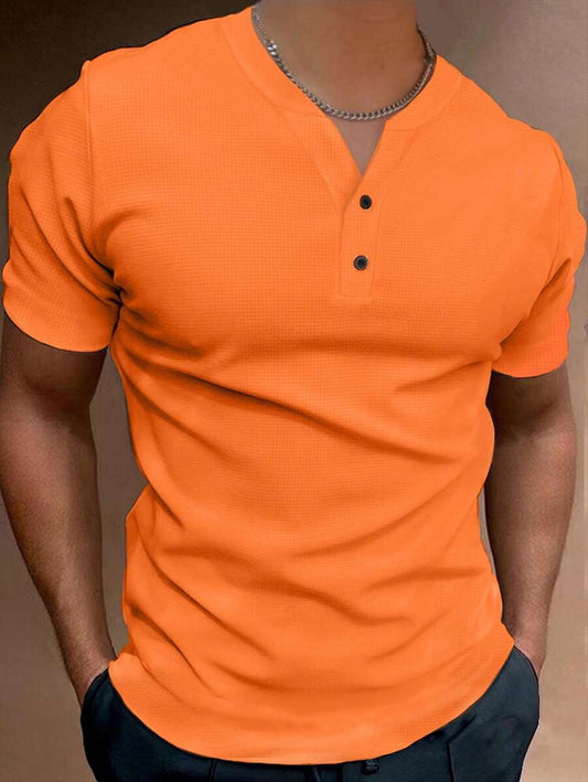 Orange herre T-shirt med hakket hals