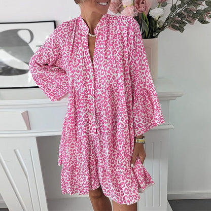 Robe courte à manches longues et col en V - Rosalinda