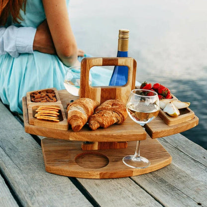 WineCo - Bærbart Træ Picnic Vinbord