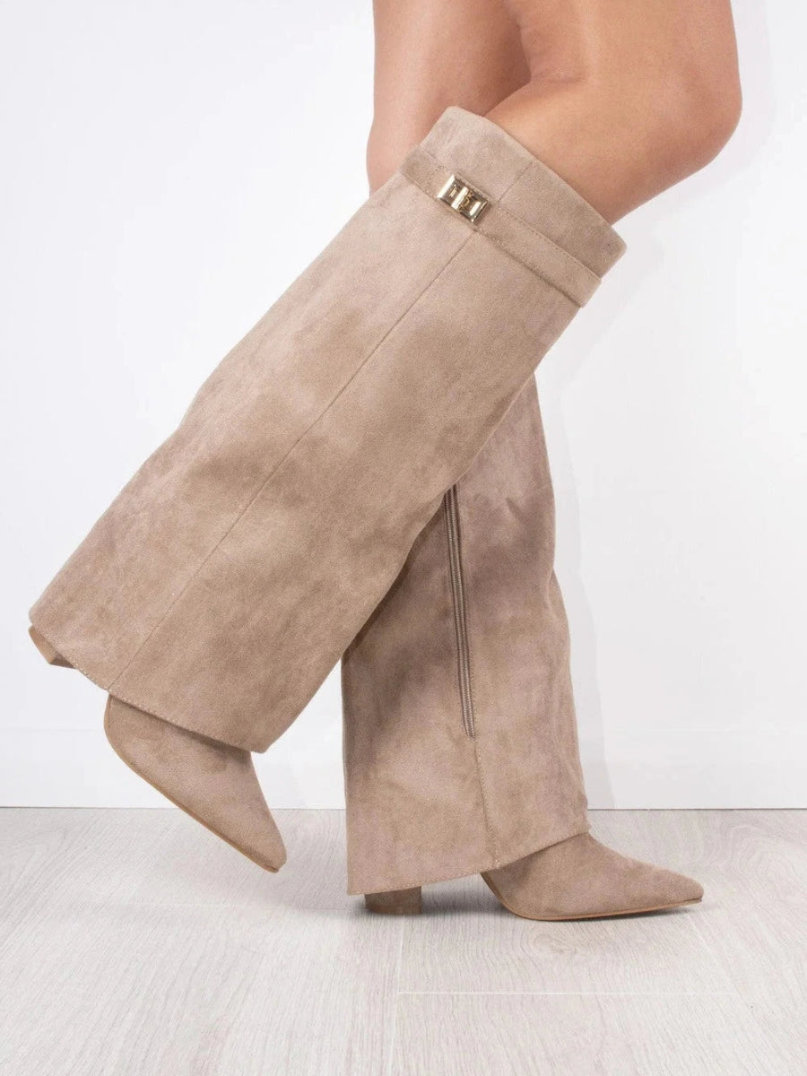 Bez - kniehohe Wildlederstiefel mit Absatz