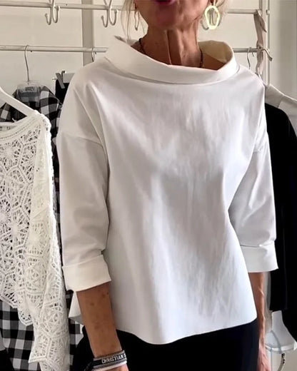 Miriam – Haut décontracté avec larges revers et demi-col pour un look élégant