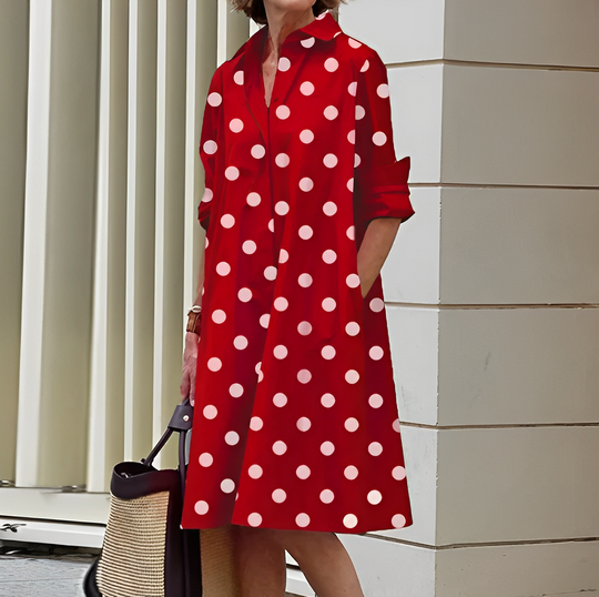 Robe midi avec col pour femmes - Roella
