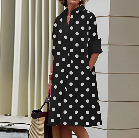 Robe midi avec col pour femmes - Roella