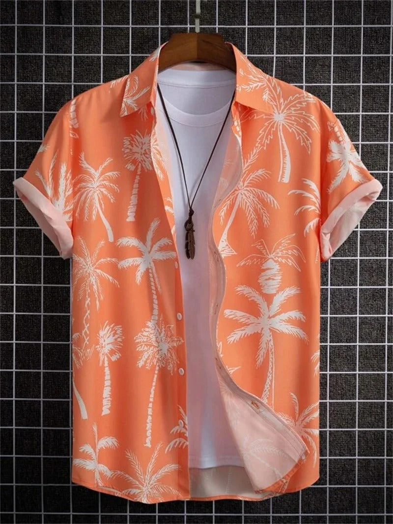 Amich - 3D Blomstret Print Hawaii Skjorte