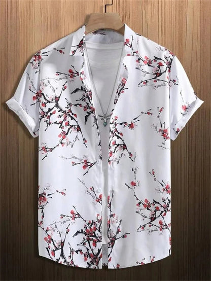 Amich - 3D Blomstret Print Hawaii Skjorte