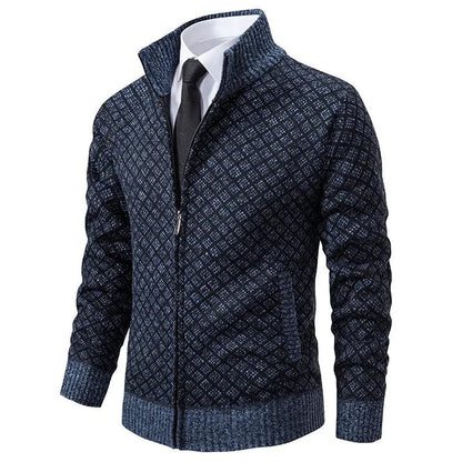 Veste de printemps pour homme avec fermeture éclair et motif géométrique