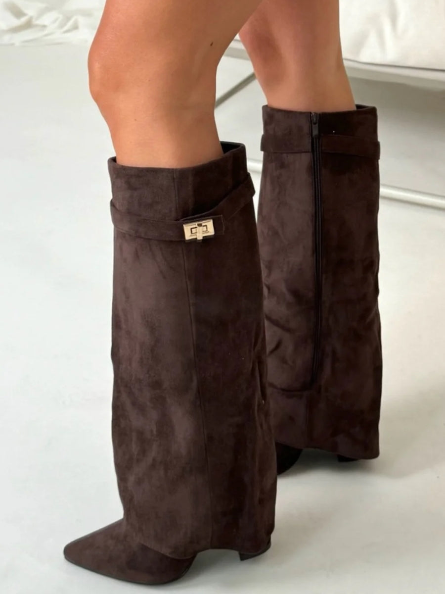 Bez - kniehohe Wildlederstiefel mit Absatz