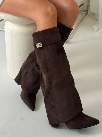 Bez - kniehohe Wildlederstiefel mit Absatz