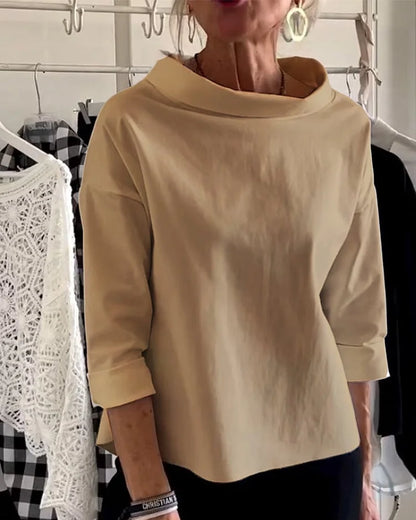 Miriam – Haut décontracté avec larges revers et demi-col pour un look élégant