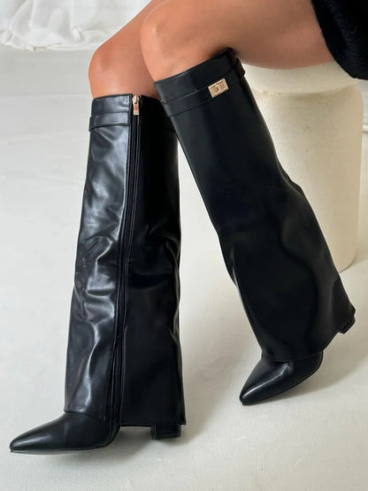 Bez - kniehohe Wildlederstiefel mit Absatz
