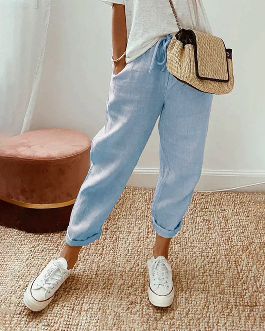 Yanna - Pantalon décontracté en lin pour femmes