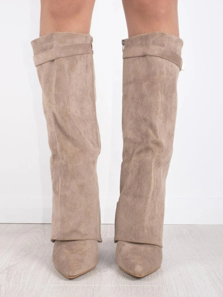 Bez - kniehohe Wildlederstiefel mit Absatz