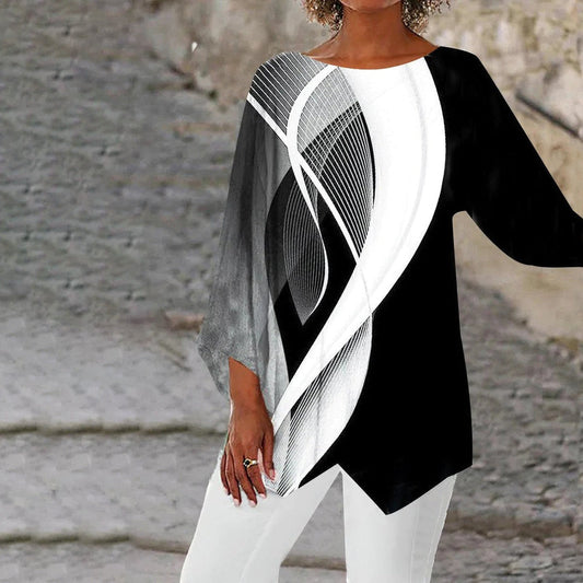 Moderne geometrisk tunika for kvinner med lange ermer – Luna