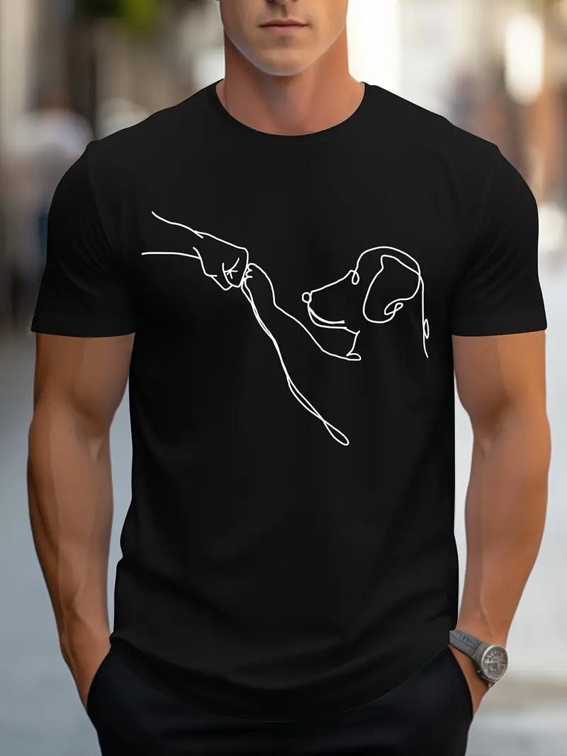 T-shirt homme à col rond avec impression amusante de chien et poing - Carl