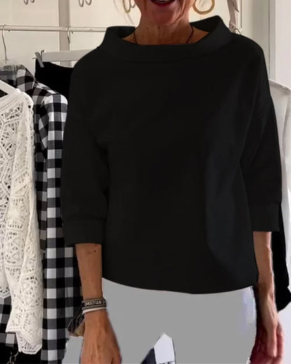 Miriam – Haut décontracté avec larges revers et demi-col pour un look élégant